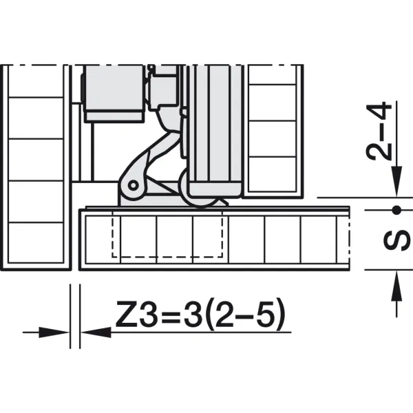 SDS HAWA CONCEPTA 3 Push 35 medinėms 1 durims L H1900-2700mm,