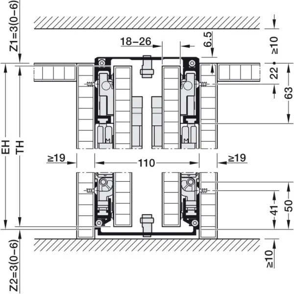 Pivot sliding door fitting, Hawa Concepta III 35 Push