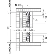SDS HAWA CONCEPTA 3 Push 35 medinėms 1 durims R H1900-2700mm,