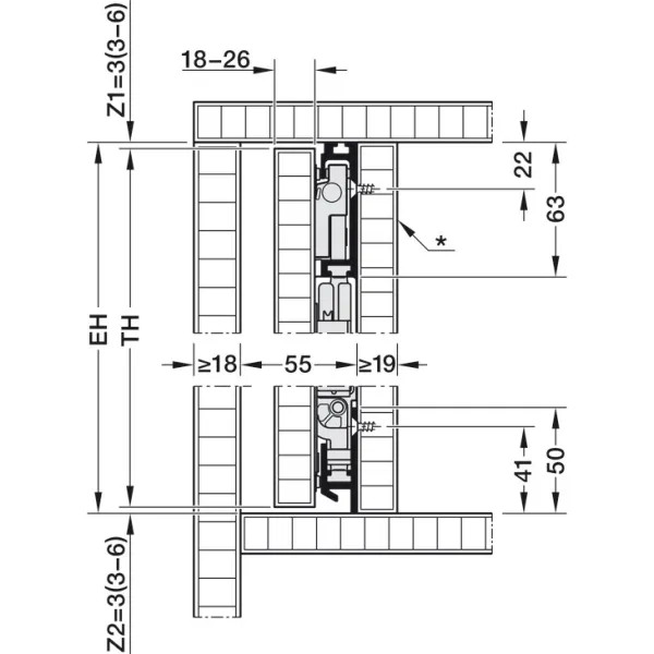 SDS HAWA CONCEPTA 3 Pull 35 medinėms 1 durims L H1900-2700mm,