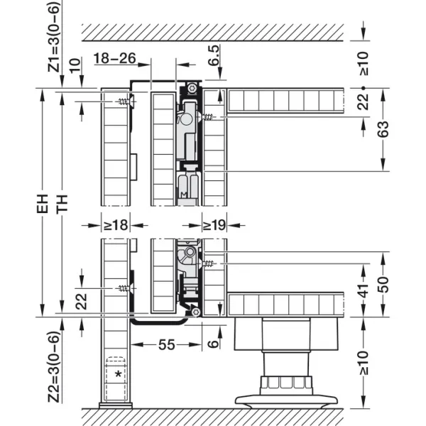 SDS HAWA CONCEPTA 3 Pull 35 medinėms 1 durims R H1900-2700mm,