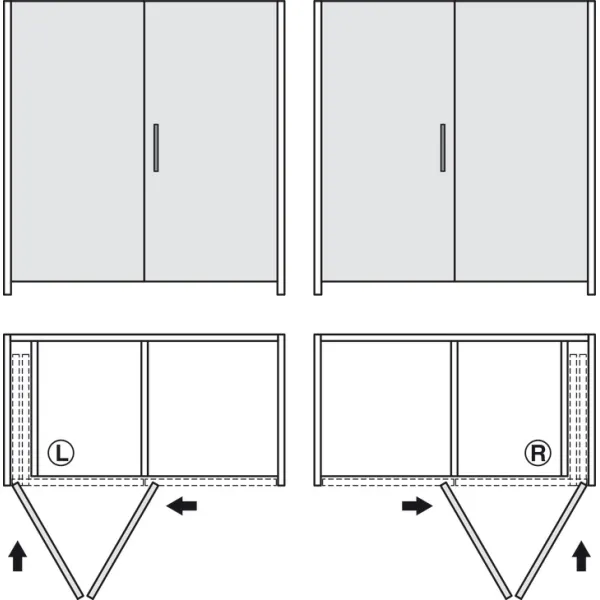 Wooden folding sliding doors, HAWA Folding Concepta 25, set, hinges with soft closing mechanism
