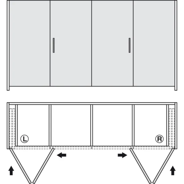 Wooden folding sliding doors, HAWA Folding Concepta 25, set, hinges with soft closing mechanism