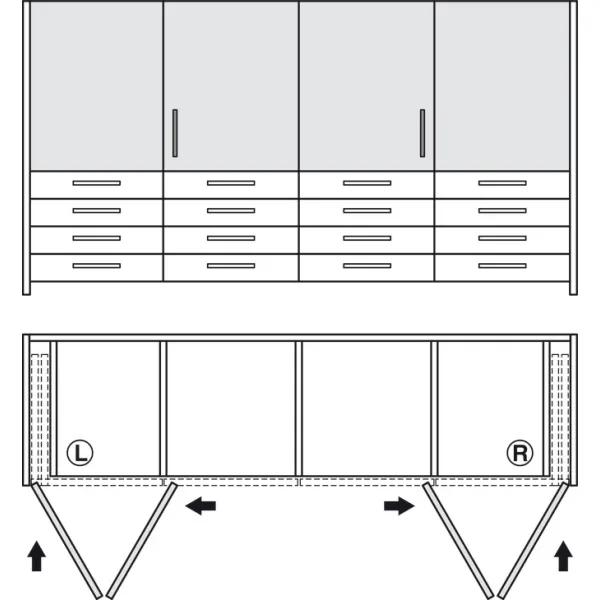 Wooden folding sliding doors, HAWA Folding Concepta 25, set, hinges with soft closing mechanism