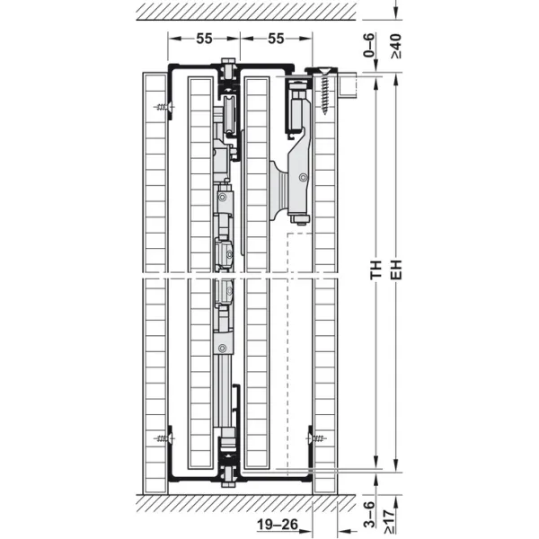 Wooden folding sliding doors, HAWA Folding Concepta 25, set, hinges with soft closing mechanism