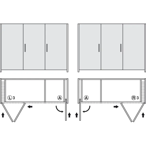 Wooden folding sliding doors, HAWA Folding Concepta 25, set, hinges with soft closing mechanism