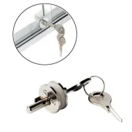 Sliding glass door lock, 15", with 3 washers, key to differ, nickel plated