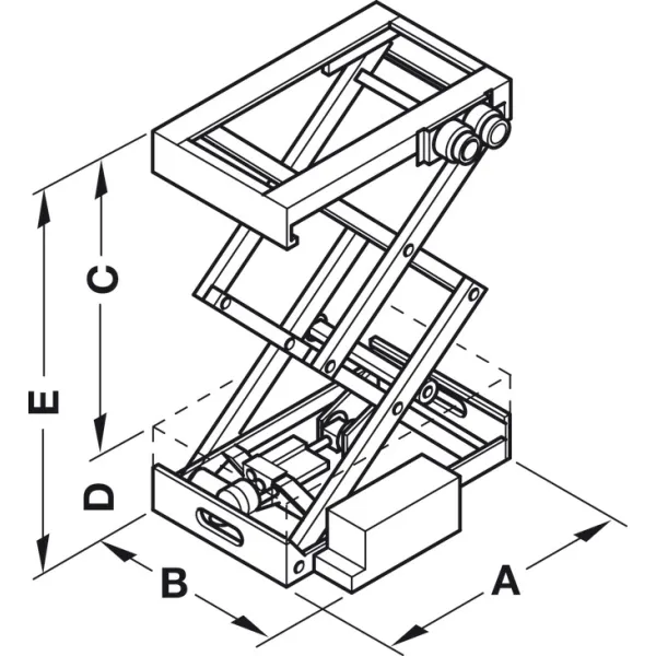 Elektrinis lentynų pakėlimo mechanizmas 80kg 510x400mm