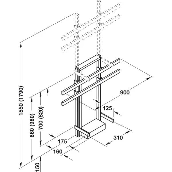 Electric lift system, Fixed, load bearing capacity 80kg