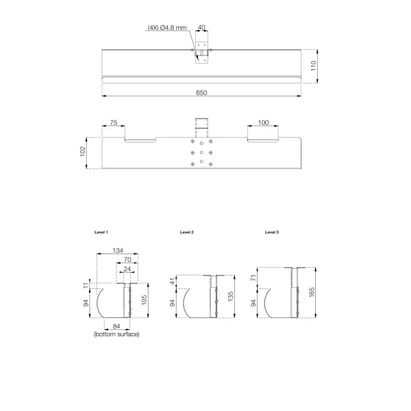 Cable tray, L650mm, 100x100mm, silver