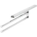 Towel rail, with extension runner, version swivels by 90°