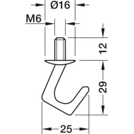Kabliukas plastikinis M6 balta
