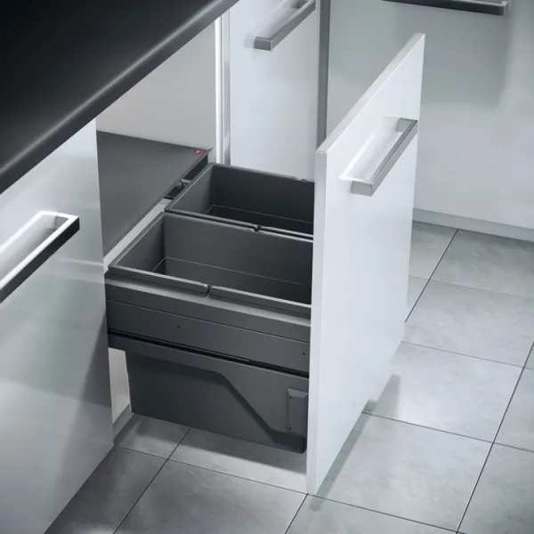 Šiukšliadėžė 2x28l pilno ištraukimo P600mm, antracitas