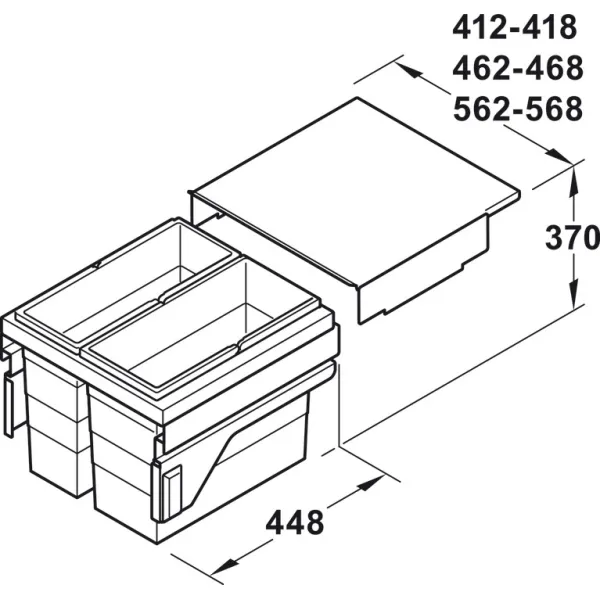 Two compartment waste bin, Hailo Cargo