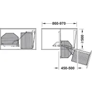 Mechanizmas kampinis P450mm, L plastikiniu dugnu balta/chromas
