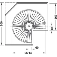 Karuselė 3/4 rato Ø714mm, vielinė