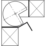 Three quarter circle carousel fitting, Häfele, for corner cabinets, with baskets