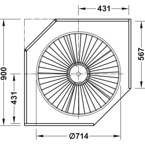 Full circle carousel fitting, Häfele, for corner cabinets, with baskets