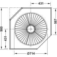 Full circle carousel fitting, Häfele, for corner cabinets, with baskets