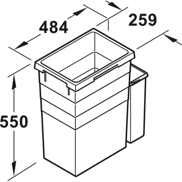 Šiukšliadėžė pastatoma P300mm, 38+7l antracitas