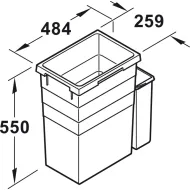 Šiukšliadėžė pastatoma P300mm, 38+7l antracitas