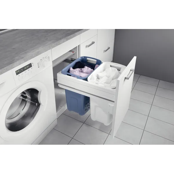 Pull-out laundry basket set Hailo, for installation behind fronts, W600mm, 2x33/1x12/1x2.5l