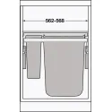 Pull-out laundry basket set Hailo, for installation behind fronts, W600mm, 2x33/1x12/1x2.5l