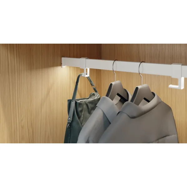 Wardrobe rail, Häfele Dresscode profile 5104 for LED strip lights 8mm