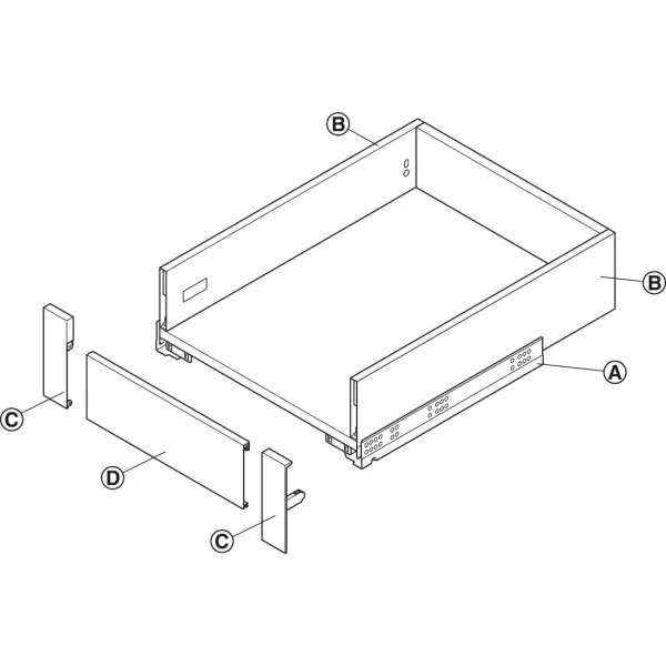 Fasadas vidinis MX BOX A L1100mm, pilka