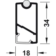 Wardrobe rail, Häfele Dresscode profile 5104 for LED strip lights 8mm