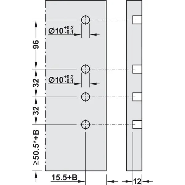 Front fixing brackets, For Blum Tandembox antaro/plus drawer and front extension, all system heights