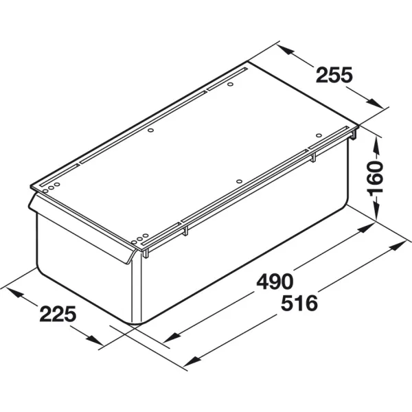 Built-in bread bin, with slide channel cover