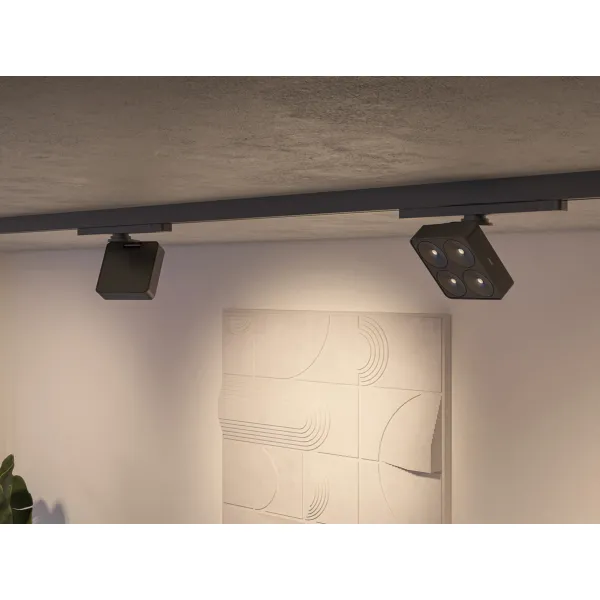 Ceiling light, Q Four Connect TT 40° for Eutrac track system 17, 5W 230V, matt black, multi-white