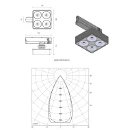 Ceiling light, Q Four Connect TT 80° for Eutrac track system 17, 5W 230V, matt black, multi-white