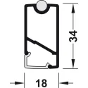 Wardrobe rail, Häfele Dresscode profile 5104 for LED strip lights 8mm