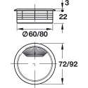 Lizdas laidams Ø60mm, nerūdijančio plieno spalva
