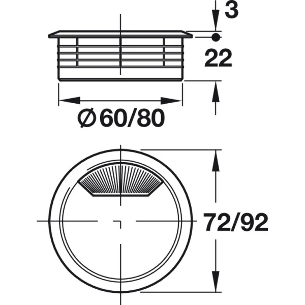 Cable outlet, drill hole Ø60mm