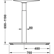 Project table base, Häfele Officys TE501, electrically adjustable, lift 500mm
