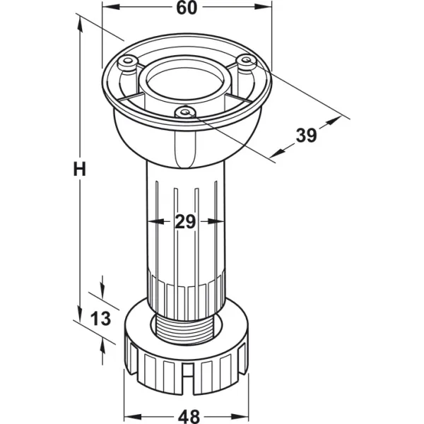 Plinth adjusting foot, plastic, black