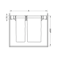 Ištraukiamų krepšių skalbiniams komplektas Conero 72 H, P534-594mm, 1 platus krepšys