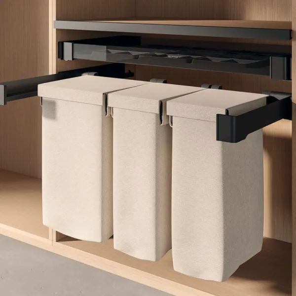 Ištraukiamų krepšių skalbiniams komplektas Conero 72 H, P534-594mm, 1 platus krepšys