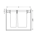 Ištraukiamų krepšių skalbiniams komplektas Conero 72 H, P760-820mm, 1 siauras krepšys, 1 platus krepšys