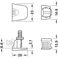 Cabinet connector, For Häfele Dresscode aluminium frame system