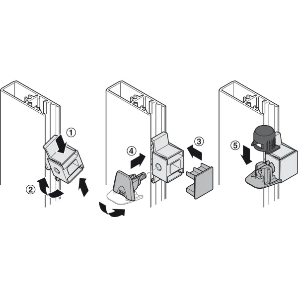Cabinet connector, For Häfele Dresscode aluminium frame system