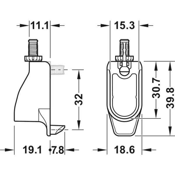 Rail end support, Häfele Dresscode, OVA