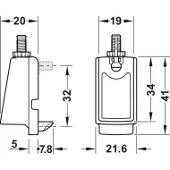Rail end support, For Häfele Dresscode wardrobe rail, straight-edged