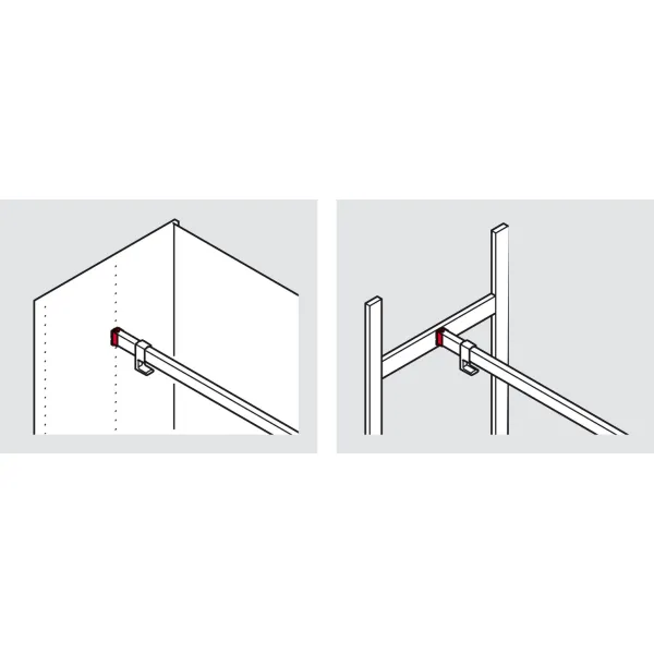 Rail end support, For Häfele Dresscode wardrobe rail, straight-edged