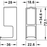Hook, For Häfele Dresscode wardrobe rail, straight-edged
