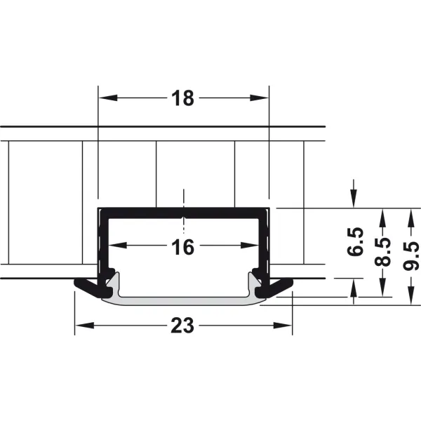 Profilis įfrezuojamas 1190, 10mm, LED juostai, L2500mm, aliuminis, Loox