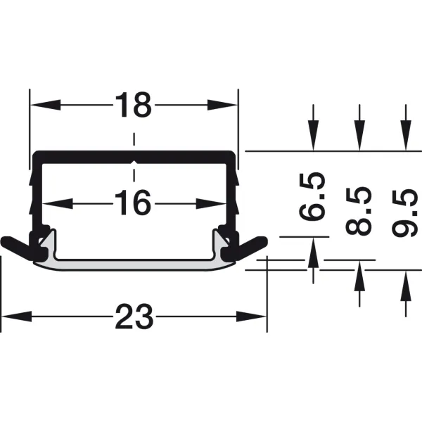 Profile for recess mounting 1190, for LED strip lights 10mm, L2500mm, Loox